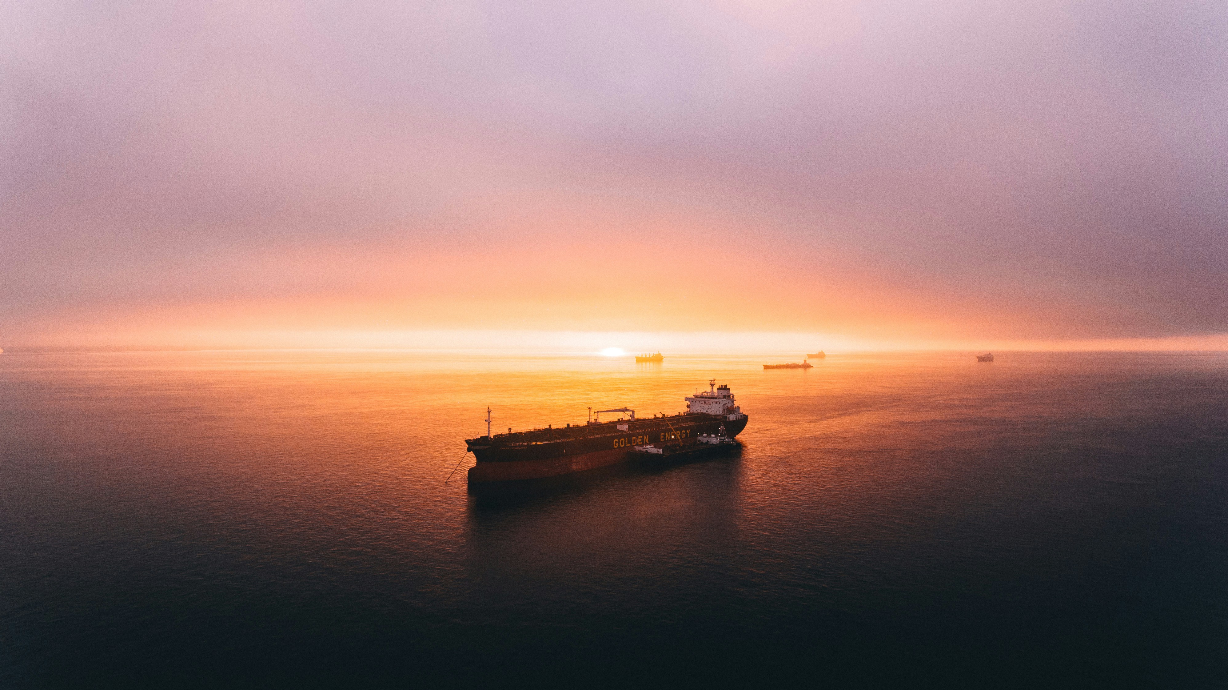 Tanker at sunset